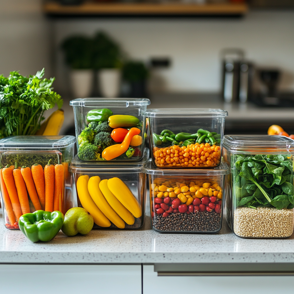 Fresh vegetables organized in containers