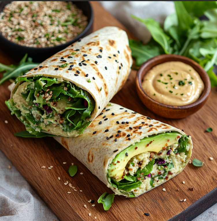 Healthy veggie wrap close-up