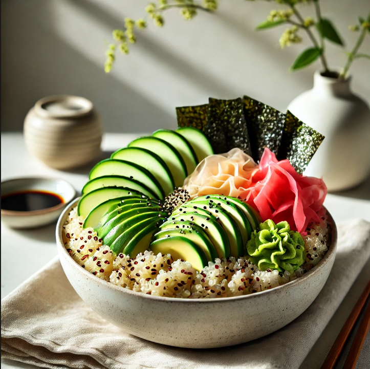 Elegant avocado sushi bowl