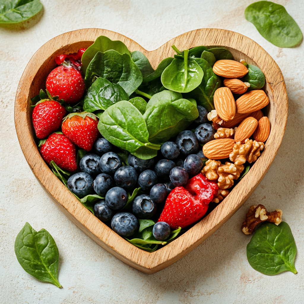 Healthy heart-shaped salad