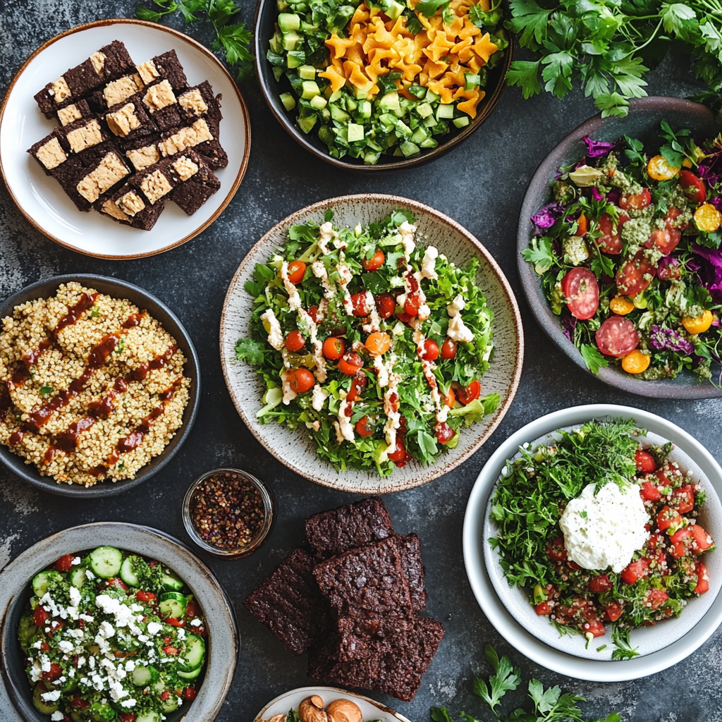 Colorful healthy vegan feast