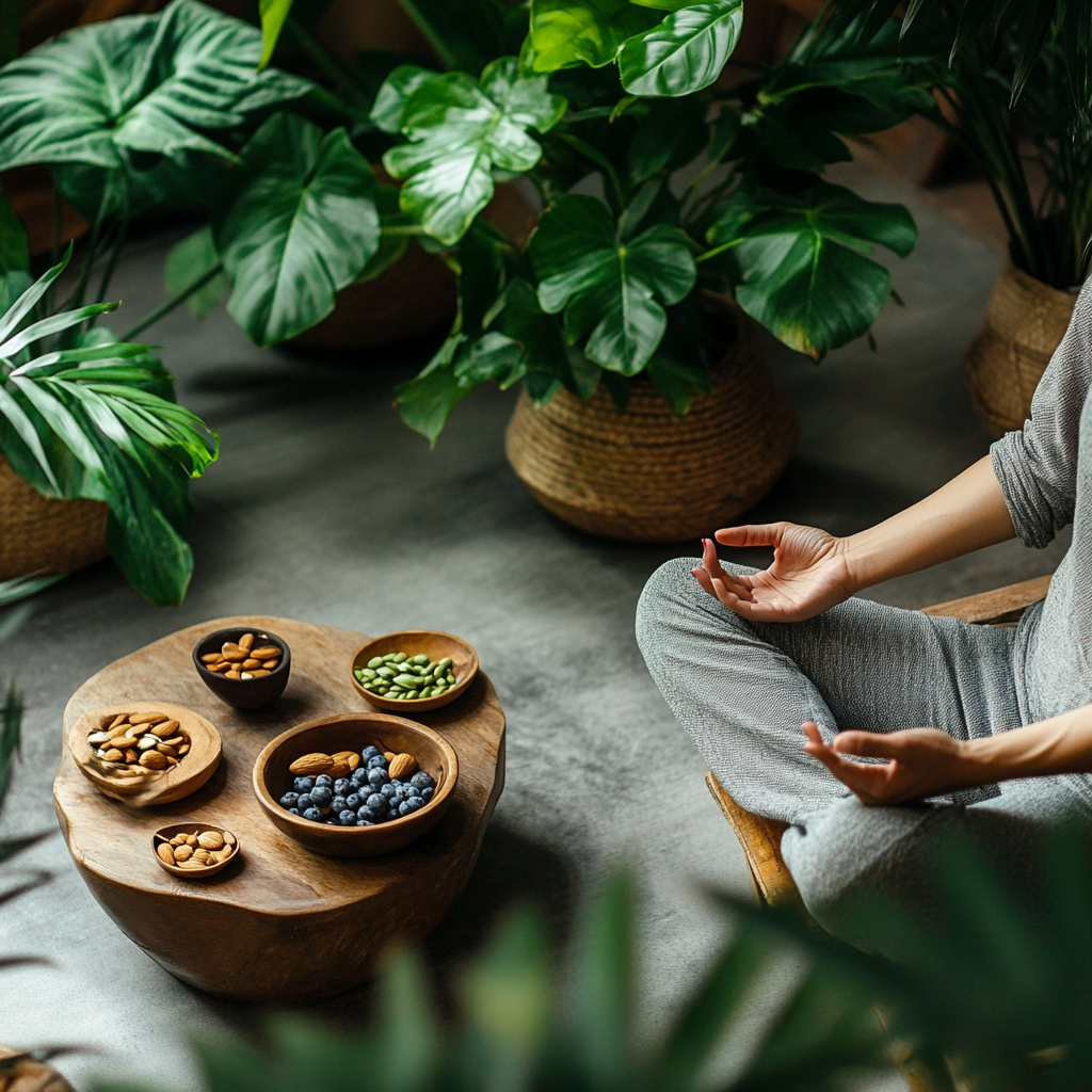 Meditation, plants, snacks, relaxation.

Meditation, plants, snacks, relaxation.
