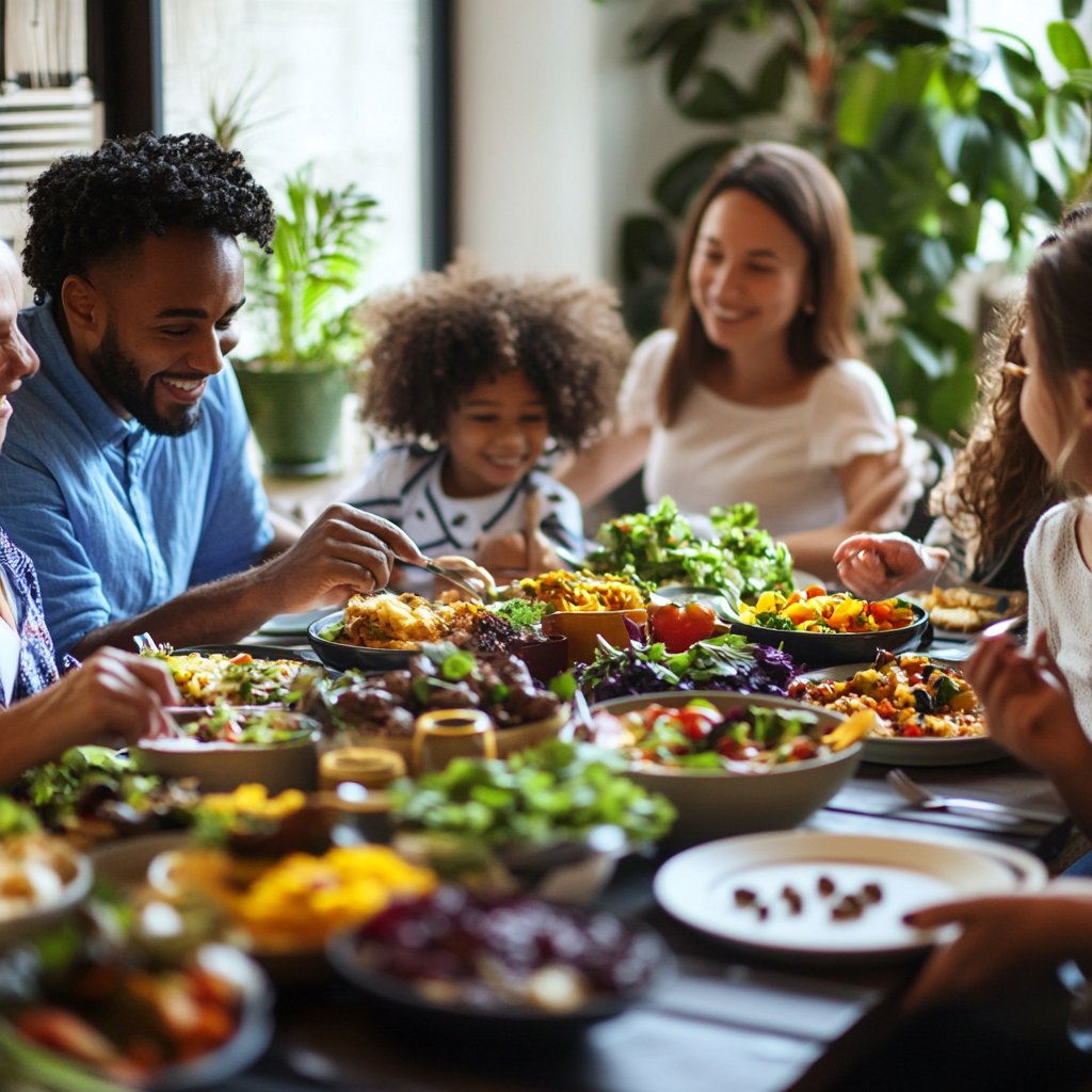 Family enjoying healthy meal