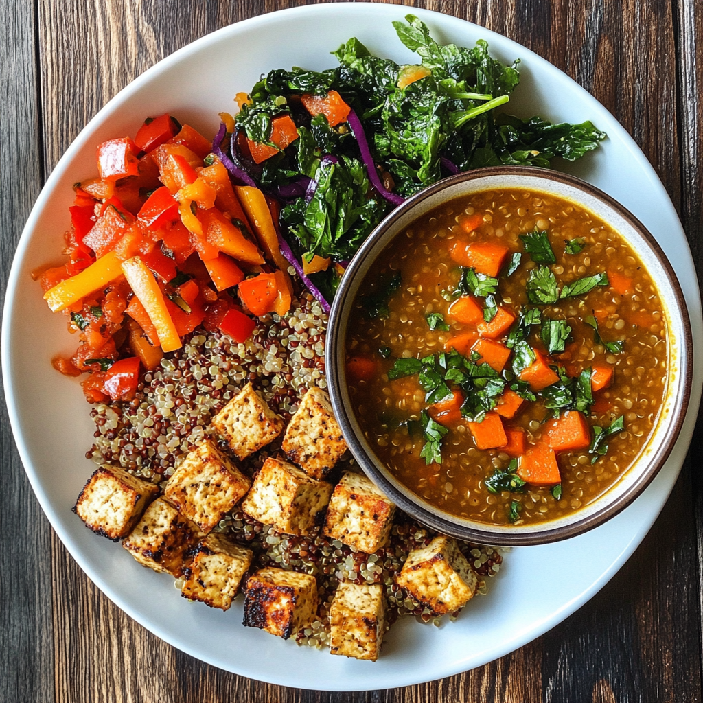 Vegan quinoa tofu bowl