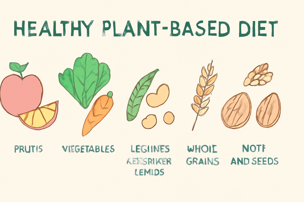 Healthy plant-based diet illustration