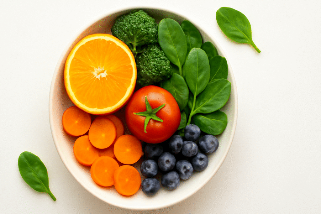 Colorful healthy fruit bowl