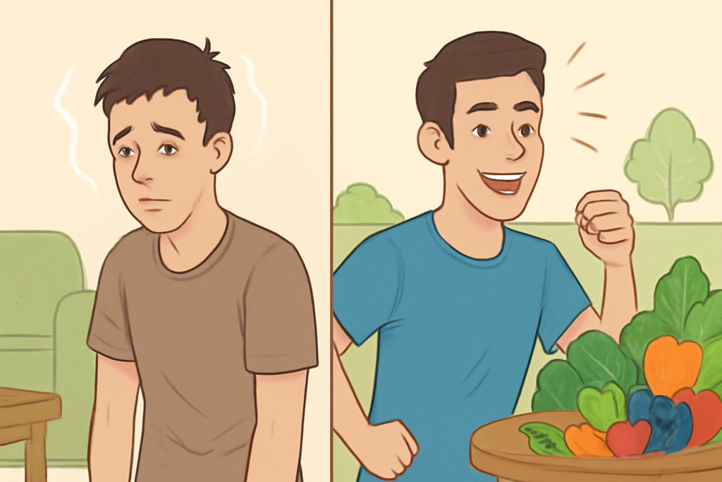 Healthy lifestyle transformation illustration