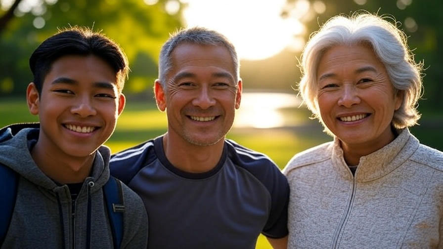 Happy family outdoors sunset