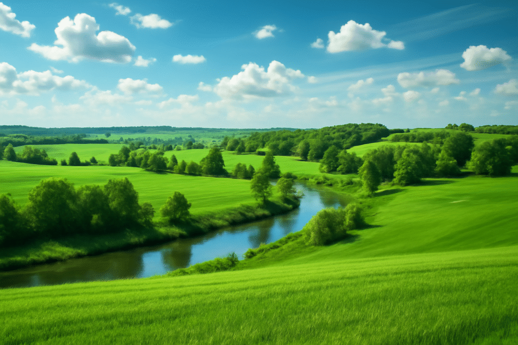 Lush green valley landscape