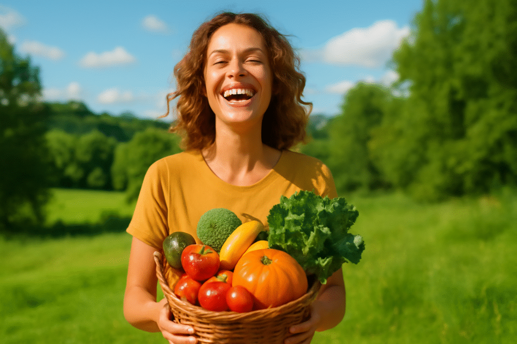 Fresh vegetable basket outdoors