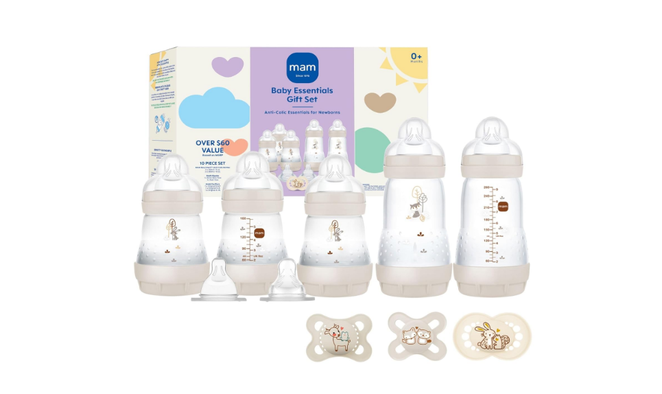 MAM Newborn Essentials Matte Feeding Set with Easy Start Anti-Colic Bottles 5oz, Self-Sterilizing, 0-3 Months Pacifiers and Skinsoft Silicone Nipples, Baby...