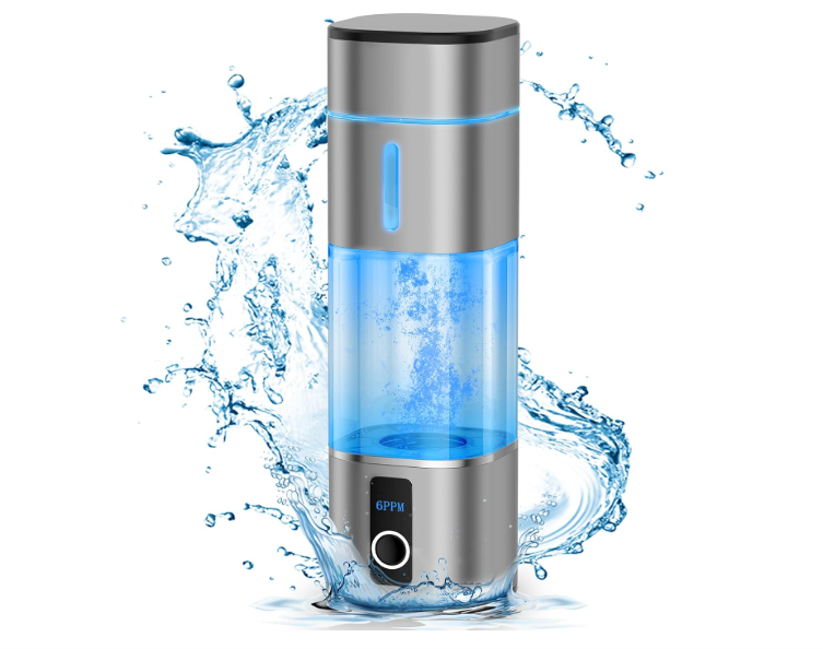  Amzany Hydrogen Water Bottle 6000-8000PPB, Portable Hydrogen Generator, Ion Water Bottle with LED Display, Suitable for Office, Travel and Daily Drinking