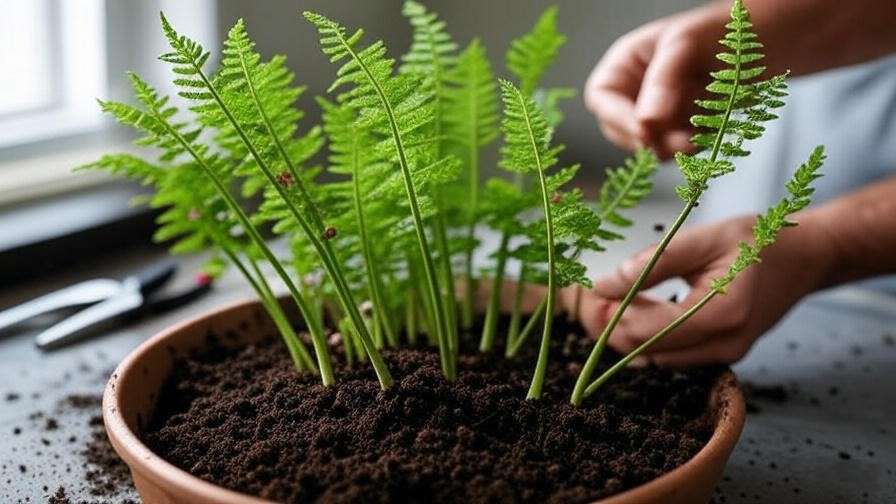 Repotting and propagating asparagus fern for long-term blooming success in home gardening.