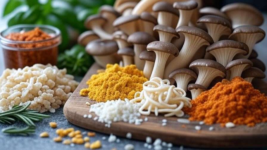 Ingredients for vegan rib fingers on cutting board