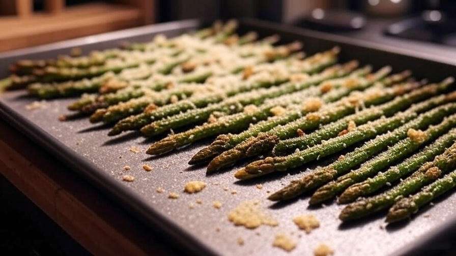 Roasted frozen asparagus with garlic and Parmesan for crispy results