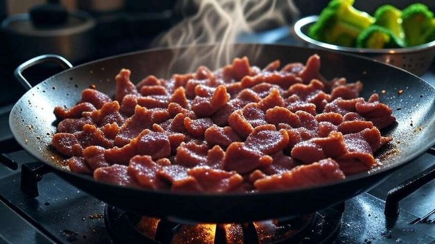 Stir-frying tender beef in wok for authentic Panda Express broccoli beef recipe.