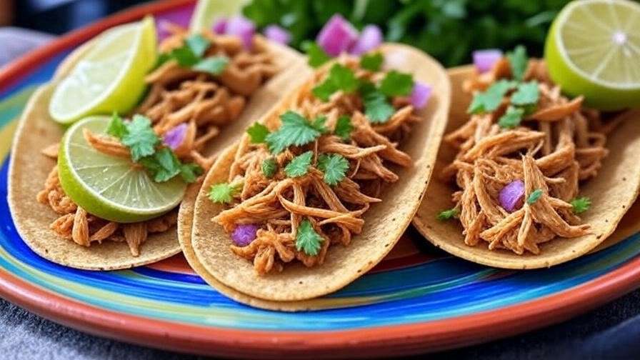 Fresh jackfruit halal vegan steak tacos with chili-lime marinade and toppings for flavorful meat-free meal.
