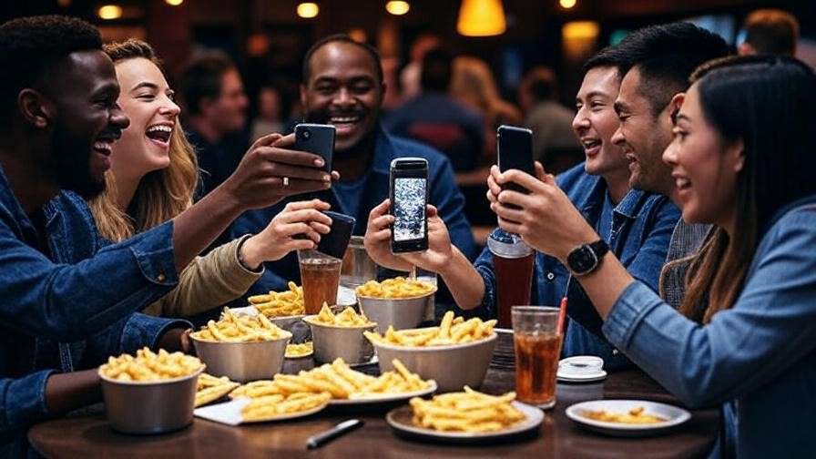 Friends enjoying plant-based happy hour meal and photos at Steak and Shake.
