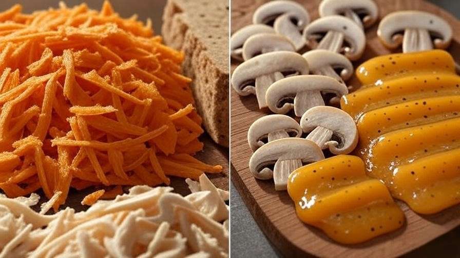 Before and after comparison of plant-based rib bases with sticky rib candy glaze.