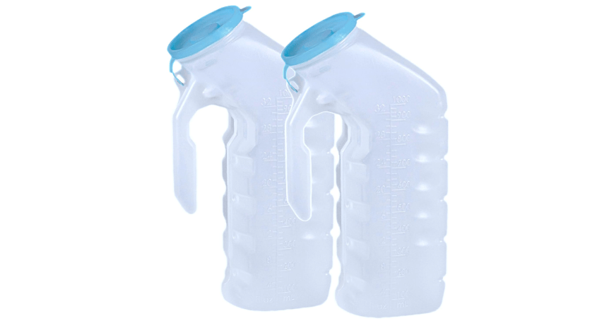  Vakly Male Urinal with Glow in The Dark Cover [32oz Pack of 2] Portable Pee Bottles for Men Used for Hospitals, Incontinence, Emergency and Travel (2)