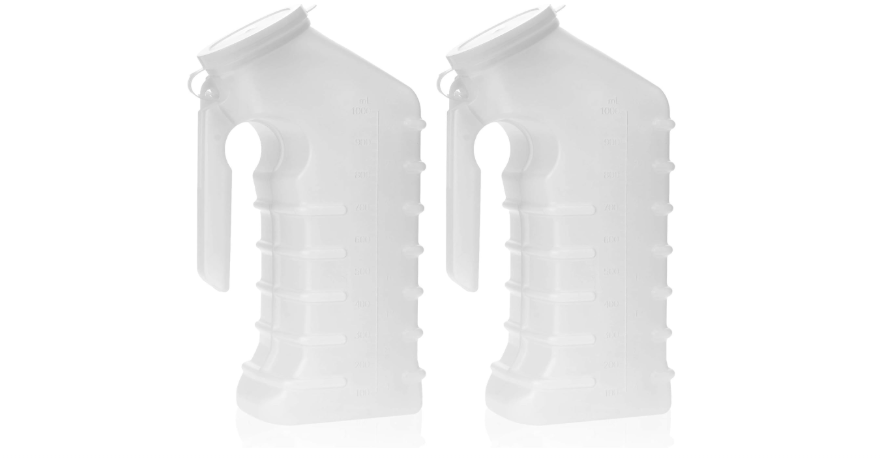 Dealmed Male Urinal with Attached Cover – Portable Urinals for Men with Translucent Receptacle, Shields Odors and Avoids Spills, 1 Ounce Increments Up to...