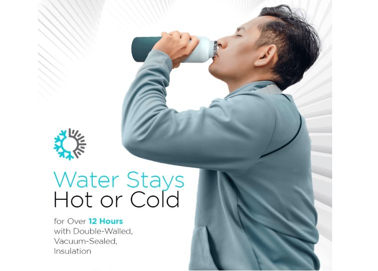 UVBRITE Beam Self-Cleaning UV Water Bottle - 24 Oz Insulated Stainless Steel Bottle - Rechargeable Sterilizing Bottle with Safety Lock Push Button Quick