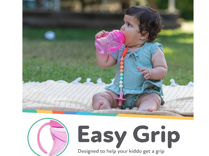 
Nuby Clik-It Grip N' Sip Soft Spout No-Spill Training Sippy Cup with Handles - (3-Pack) 10 oz - 4+ Months - Aqua/Purple/Pink
