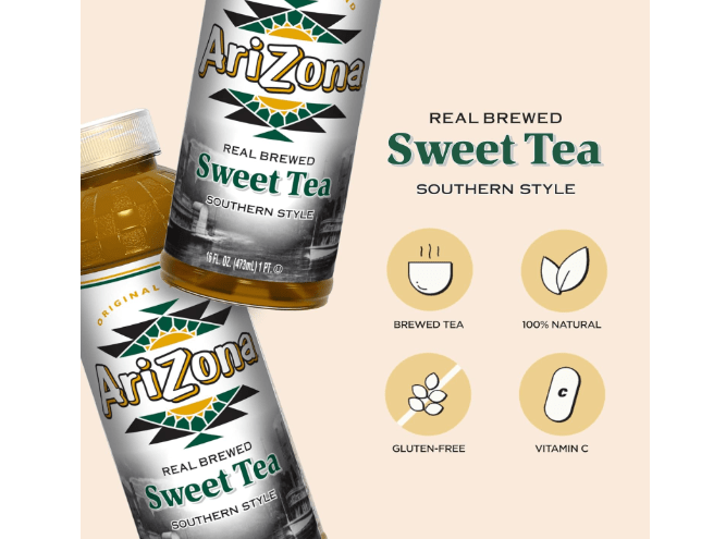 AriZona Sweet Tea - Southern Style Premium Brewed Tea, 16 Fl Oz (Pack of 12)