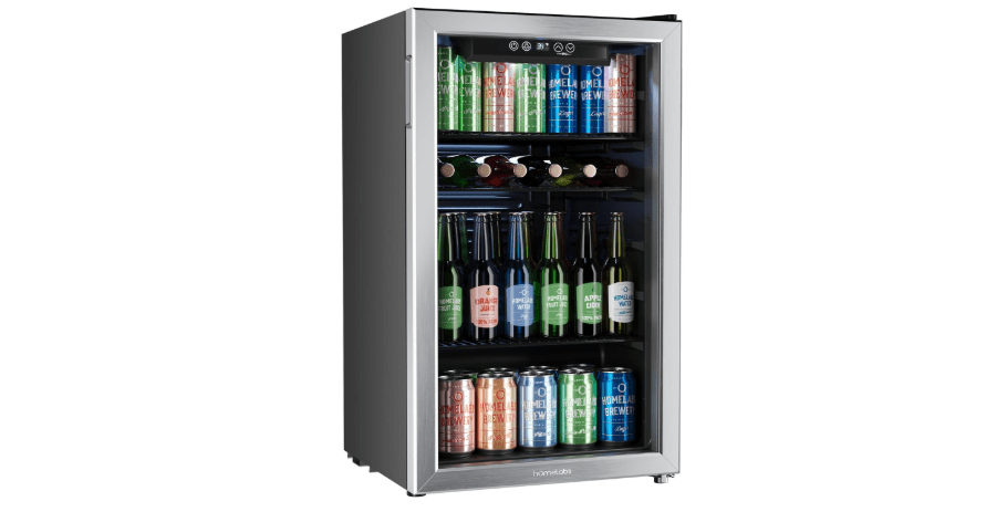 hOmeLabs Beverage Refrigerator and Cooler - Mini Fridge with Glass Door for Soda Beer or Wine - 120 Cans Capacity - Small Drink Dispenser Machine for Office...
