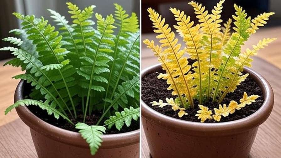 Asparagus fern with yellowing leaves and pest issues during blooming season for troubleshooting guide.