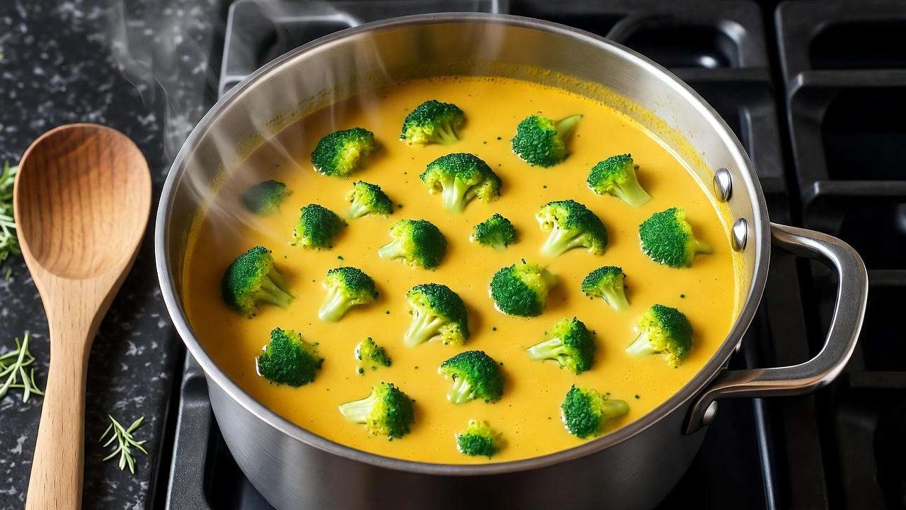 Nutrient-rich ingredients like broccoli and nutritional yeast for healthy vegan broccoli cheddar soup.