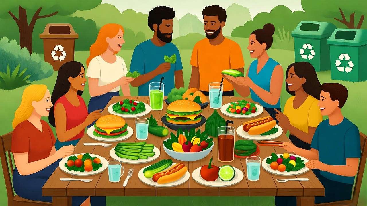 Benefits of hosting a plant-based BBQ buffet for health and environment.