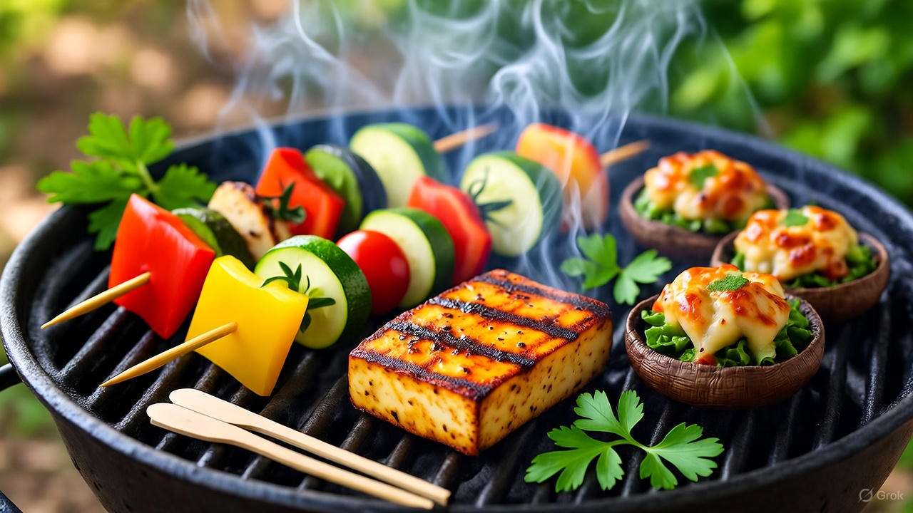 Sustainable plant-based BBQ recipes with eco-friendly lighters for grill.