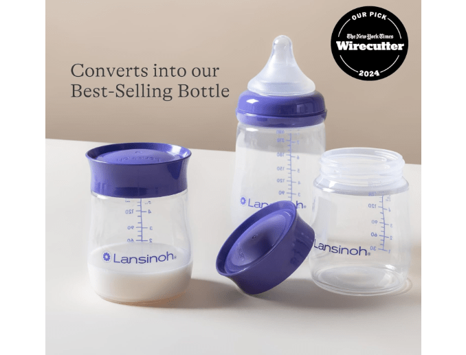 Lansinoh Breastmilk Storage Bottles | 4-Pack 5oz BPA & BPS-Free | Pump-to-Storage Feeding Bottles | Compatible with Lansinoh Breast Pumps and Nipples
