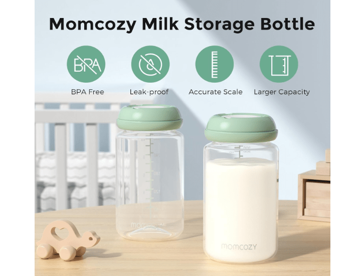 
Momcozy Natural Baby Bottle, Wide-Neck, BPA Free Breast Milk Container, Storage Collection Bottle for Fridge & Milk Cooler, Breastfeeding Essential, 10...