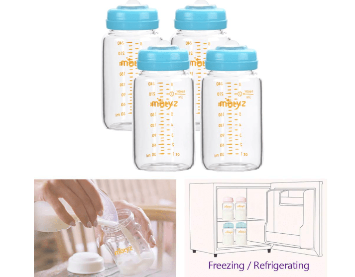 
Matyz Glass Breastmilk Storage Bottles, 4 Pack, 8 oz, Sturdy Glass Bottle for Milk Freezing and Baby Feeding - Large Pumping Bottle for Philips Medela...