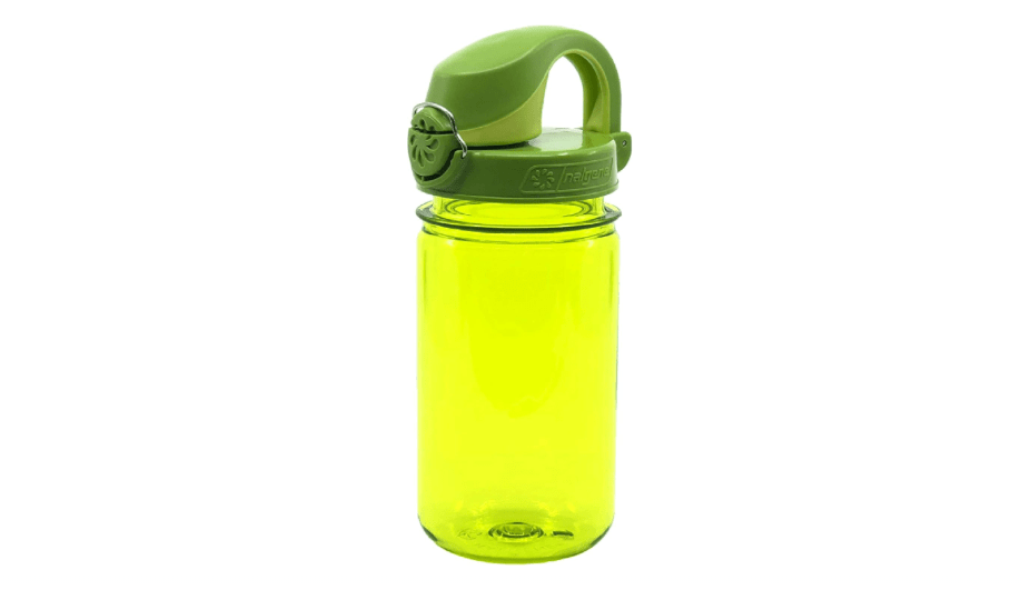  Nalgene Kids On The Fly Water Bottle, Leak Proof, Durable, BPA and BPS Free, Carabiner Friendly, Reusable and Sustainable, 12 Ounces, Green