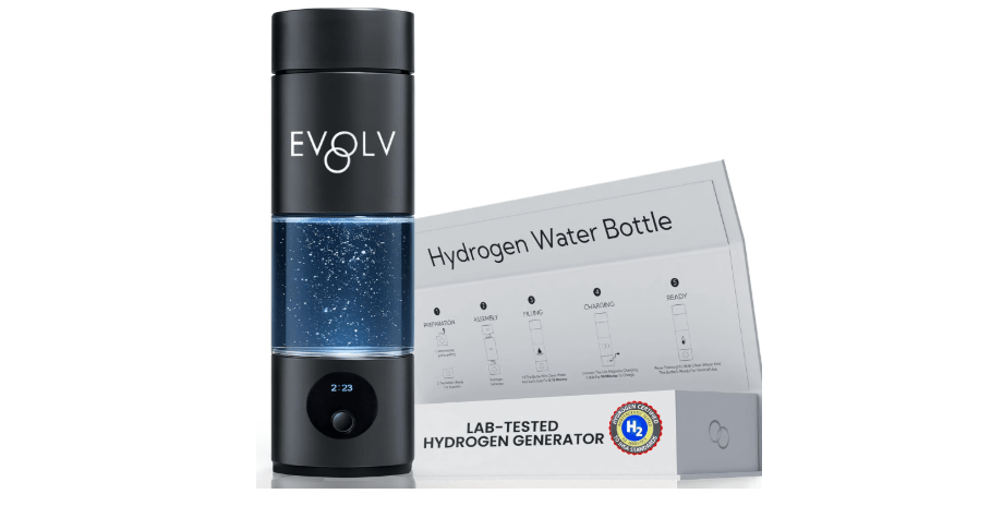  EVOLV Hydrogen Water Bottle Generator – SPE & PEM Water Ionizer 5.4PPM, Highest H2 Concentration – Portable 8oz Hydrogenated Water Bottle – Leak-Proof...