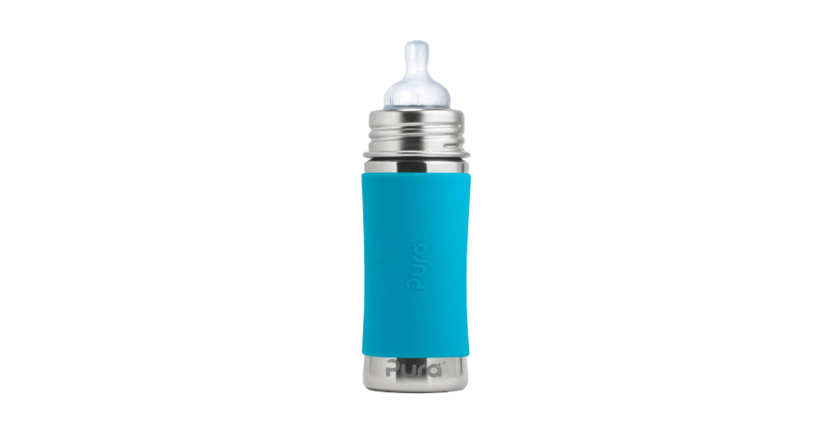 Pura Kiki 9oz/275ml Stainless Steel Infant Bottle w/Sleeve, Anti-Colic, 100% Plastic-Free, MadeSafe Certified, Medical-Grade Silicone, Medium-Flow Nipple,...