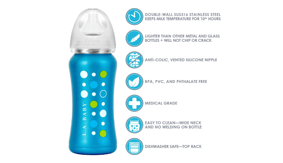  Ultimate Stainless Steel Baby Bottle 9oz Insulated Baby Bottle | Insulate Milk for 10+ Hours | Non-Toxic Food-Grade Stainless Steel & Food-Grade...