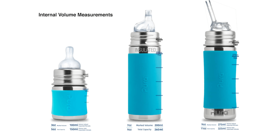  Pura Kiki 11oz/325ml Stainless Steel Straw Bottle w/Sleeve, 100% Plastic-Free, MadeSafe Certified, 100% Medical-Grade Silicone Straw for Kids, Toddlers,...