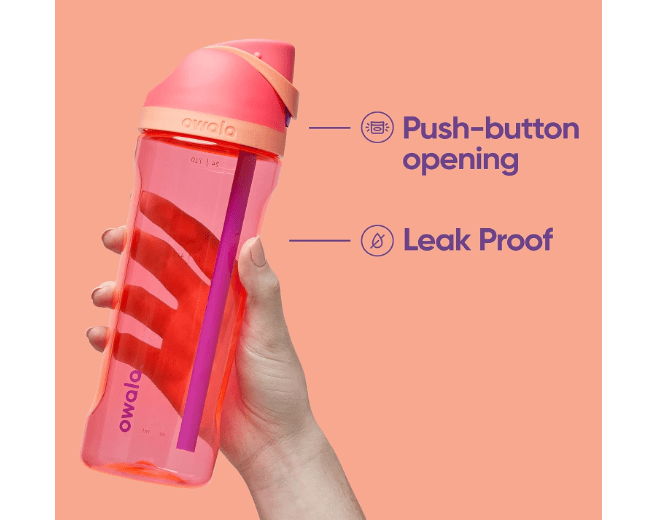  Owala FreeSip Clear Tritan Plastic Water Bottle with Straw, BPA-Free Sports Water Bottle, Great for Travel, 25 Oz, Very, Very Dark