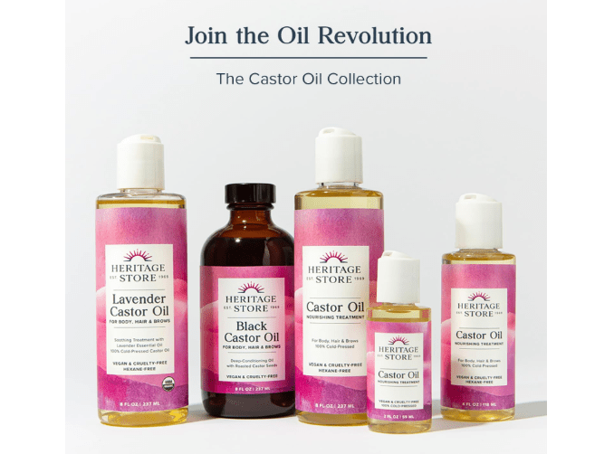 HERITAGE STORE Organic Castor Oil - Glass Bottle - Nourishing Treatment for Hair and Skin - Eyelash Serum for Eyelashes, Brows, Castor Oil Packs - Cold...