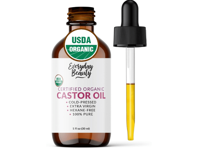 Organic Castor Oil - 100% Pure Certified USDA Organic, Cold Pressed & Hexane-Free, For Eyelashes, Eyebrows, Hair, Skin & Wellness Packs -1oz Glass...