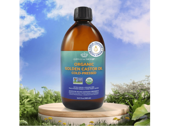  QUEEN OF THE THRONES Organic Golden Castor Oil | 100% Pure for Hair, Skin, Nails, Brows & Lashes | Hexane-Free | USDA Certified [16.9oz (500ml)]