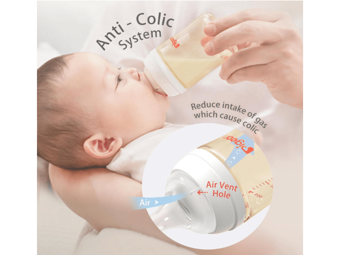 Pigeon PPSU Nursing Baby Bottle Wide Neck, Anti-Colic, Streamlined Body, Natural Feel, Easy to Clean, 5.4 Oz(Pack of 2), Includes 2pcs SS Nipples (0m+)