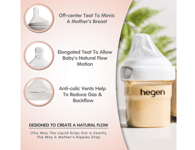  hegen Baby Bottles - Anti Colic Baby Bottles Wide Neck - Breastfeeding System 5 oz with Slow Flow Teats