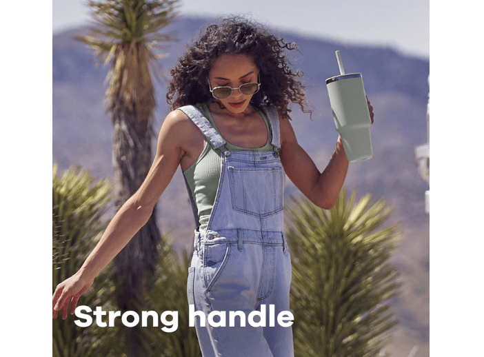  Hydro Flask Travel Tumbler with Handle, Lid and Straw - Insulated Stainless Steel in 40 Oz Agave