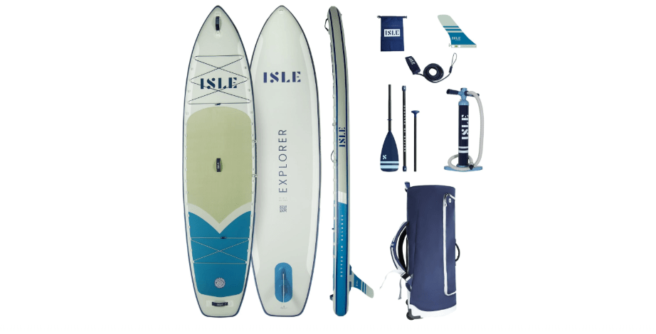 ISLE Explorer 3.0 Inflatable Stand Up Paddle Board & iSUP Bundle Accessory Pack, Adventure & Touring Board, Durable, Lightweight with Stable Wide...