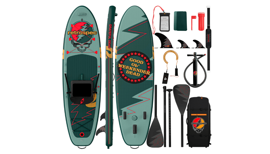  Retrospec Weekender Plus 10' Inflatable Stand Up Paddleboard Double Layer PVC iSUP Bundle w/Carrying case, 3 Piece Adjustable Aluminum Paddle, 3...